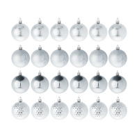 СНОУ БУМ Набор шаров 6 см, 24 шт, пластик, глиттер, 26-207