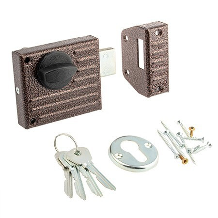 Замок накл ЗН-1-2.1 Зенит (Медь)  прямоуг. ригель, 4 англ.ключа   \24
