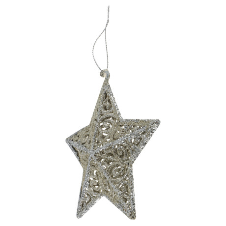 СНОУ БУМ Подвеска декоративная "Звезда" 12,5 см, пластик, глиттер, золото