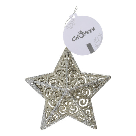 СНОУ БУМ Подвеска декоративная "Звезда" 12,5 см, пластик, глиттер, золото