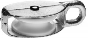 Блок ЗУБР одинарный, оцинкованный, нейлоновый шкив, 12x50мм, ТФ5, 2 шт