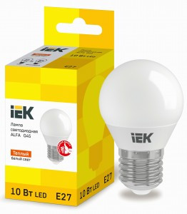 IEK шар G45 E27 10W(900lm) 3000К 2K 72х45 матов. ALFA LLA-G45-10-230-30-E27
