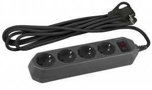 ЭРА сет. удл.-фильтр USF ПВС 3х0.75 4роз. 1.5м 10А (земля, термореле) PP/ЧЕРНЫЙ USF-M-4es-1,5m-B