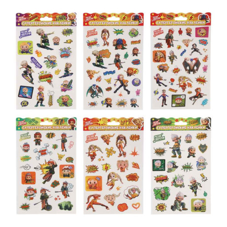 Наклейки тм BY Русские Супергерои 13х23 см, ПВХ, микс 6 дизайнов