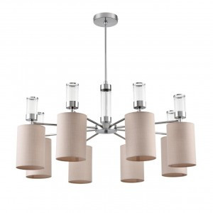 LUMION 6585/8 MODERNI LN25 хром/беж., мет./текстиль, стекло Люстра E14 8x40W 220V ARNIKA