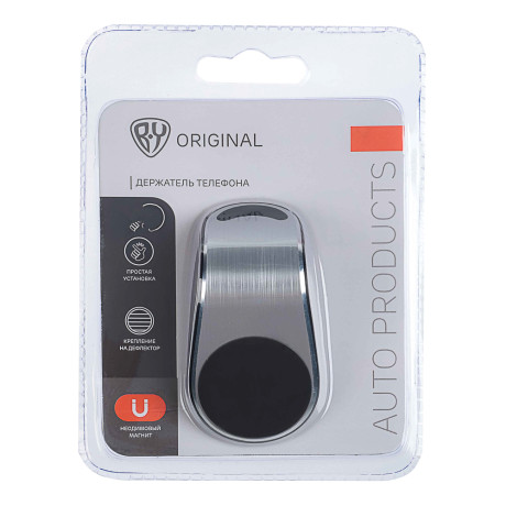 BY Держатель телефона магнитный на дефлектор, Г-образный, пластик, черный