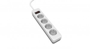 LEEK сетевой фильтр ПВС 3х0.75 4роз. 5м 10А белый/серый, земля, выкл 70201-0003