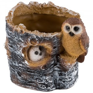 Кашпо "Пенек березовый с совами" Н-15см
