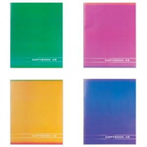 Тетрадь 48л. STAFF, офсет №2, 60 г/м2, клетка, обложка мелов. карт., "Однотонная", 4 вида, 402322