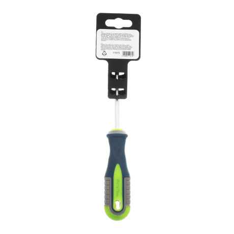 Отвертка, PH1 х 75 мм, CrV, трехкомпонентная рукоятка Сибртех