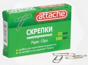 Скрепки Attache, 50 мм ,гофрированные без.покрытия 50 шт.в карт.уп. 115674