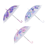 Зонт-трость женский, металл, пластик, ПВХ, 60 см, 8 спиц, 3 дизайна