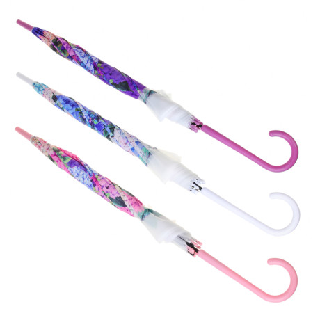 Зонт-трость женский, металл, пластик, ПВХ, 60 см, 8 спиц, 3 дизайна