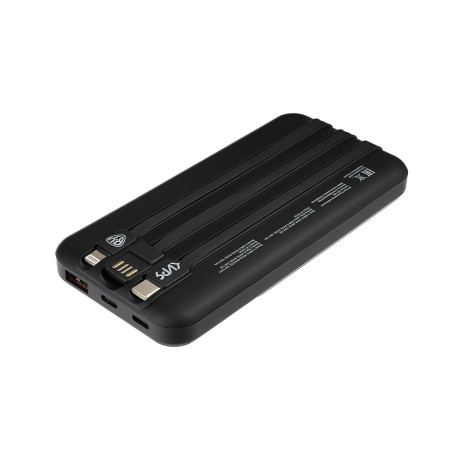 BY Киря Аккумулятор мобильный, 10000мАч, встроенные кабели, индик.заряда, светящийся логотип