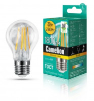 Camelion ЛОН A60 E27 20W(1800lm) 3000K 2K филамент 105x60 LED20-A60-FL/830/E27