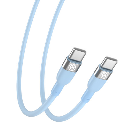 ВСЁГАЗИН Кабель для зарядки Live Type-C-Type-C, 1м, Быстрая зарядка 3А, PD 65W, силикон, голубой