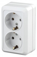 ЭРА Intro Quadro роз. ОУ 2 мест. 16A (земля, керамика) белый, 250В 2-204-01 0521