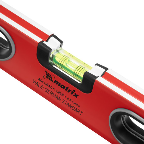 Уровень алюминиевый, 600 мм, 3 глазка, ударопрочные заглушки, двухкомпонентные ручки Matrix ProFI