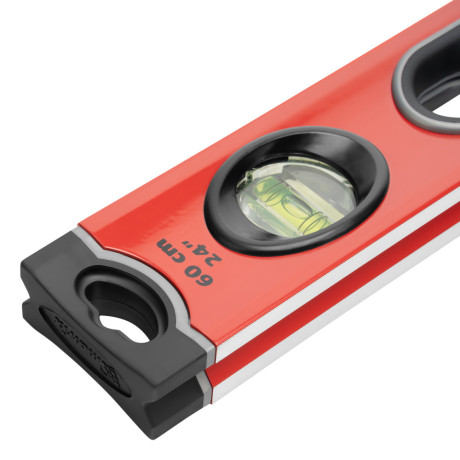 Уровень алюминиевый, 600 мм, 3 глазка, ударопрочные заглушки, двухкомпонентные ручки Matrix ProFI