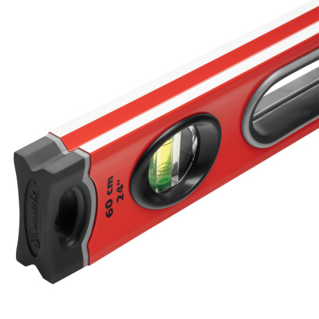 Уровень алюминиевый, 600 мм, 3 глазка, ударопрочные заглушки, двухкомпонентные ручки Matrix ProFI