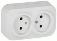 IEK GLORY роз. ОУ 2 мест. 10А РС22-2-ХБм белый мат. ERH20-K01M-10