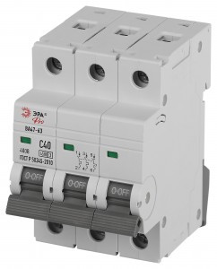 ЭРА PRO автоматический выкл. ВА47-63 3P 40А хар-ка C 4,5кА VA63-3P40C4.5 59441