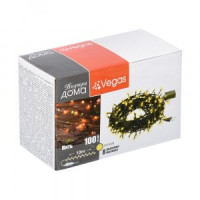 VEGAS Гирлянда-нить 100LED теплый, 10м, 8реж., зеленый провод, 220V