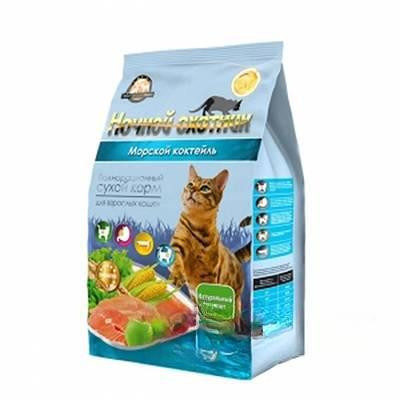 Ночной охотник Корм сухой для кошек пакет 1,5 кг Морской коктейль