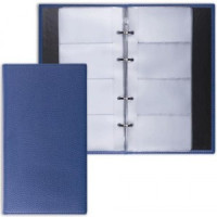 Визитница на кольцах BRAUBERG &quot;Favorite&quot; на 120 визиток, &quot;фактурная кожа&quot;, темно-синяя, 231664