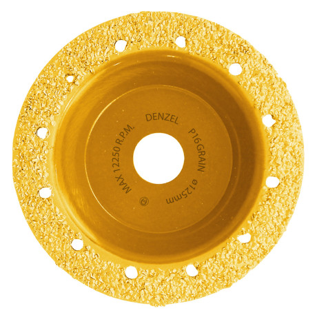 Чашка твёрдосплавная зачистная,125 мм, Наклонная, среднее зерно #16// Denzel