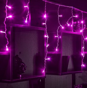 Гирлянда-бахрома ULD-B2005-048/DTA 48LED розовый 1,8м/12нит макс 50см, 8 реж. пров.прозр. IP20 Uniel