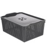 Корзинка Лофт 13л 395х272х168 мм с крышкой белый, серый