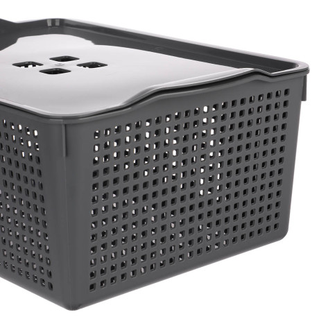 Корзинка Лофт 13л 395х272х168 мм с крышкой белый, серый