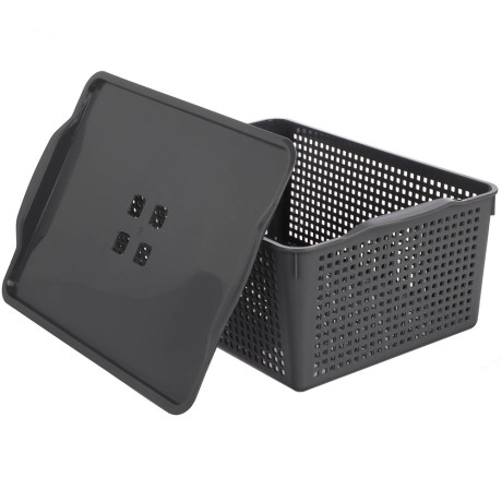 Корзинка Лофт 13л 395х272х168 мм с крышкой белый, серый