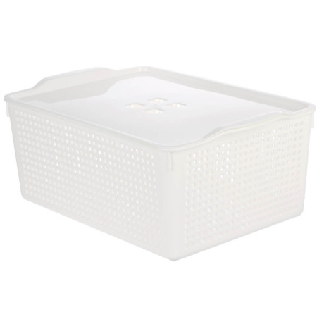Корзинка Лофт 13л 395х272х168 мм с крышкой белый, серый