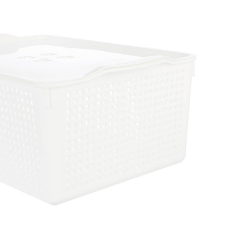 Корзинка Лофт 13л 395х272х168 мм с крышкой белый, серый