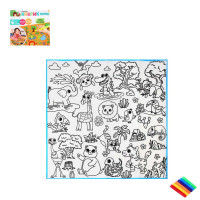 ХОББИХИТ Коврик для раскрашивания моющийся, 6 фломастеров, полиэстер, пластик, 80х80см, 2-3 дизайна