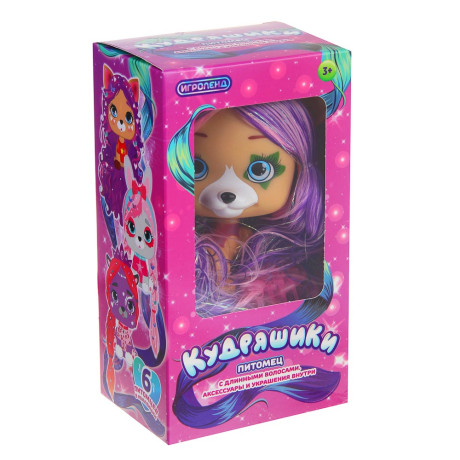ИГРОЛЕНД Питомец с аксессуаром "Кудряшики", ПВХ, 17,6х7,3х10см, 8 дизайнов