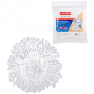 Насадка МОП для швабры круглая, на липучке, диаметр 16см, микрофибра, OfficeClean Professional