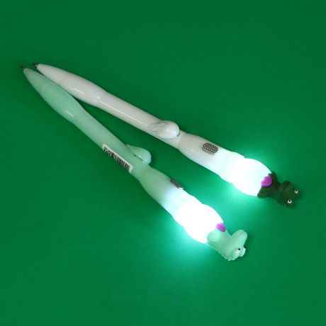 Ручка шариковая синяя с подсветкой "Дино", 2 вида