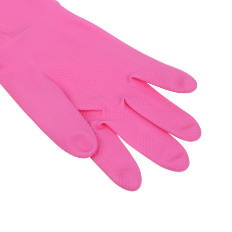 Перчатки с манжетой тм VETTA, размер L, 38см, пара 100г, латекс, розовый цвет