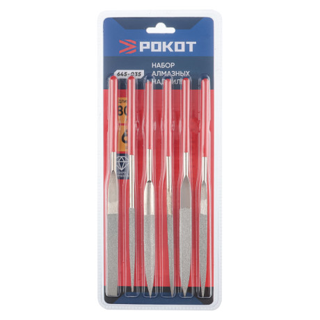 РОКОТ Набор надфилей алмазных 6шт,размер 5x180мм, блистер