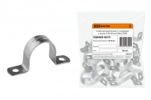 TDM скоба метал. оцинк. сталь 2-х лапковая d 38-40мм (50шт/уп.,цена/шт) (50!) SQ0409-0019