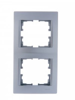 Lezard KARINA рамка 2 мест. (верт.) б/вст матов. серебро (ABS) 707-4300-152