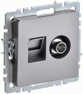IEK BRITE мех. роз. СУ двойная TV+RJ45 кат.5E РТВ/РК12-БрС сталь BR-AK20-1-K46