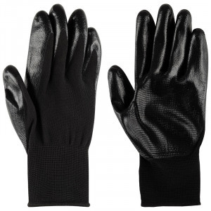 Перчатки садовые ВТ-029, размер 9(L), полиэстер, нитрил, черные (кратность 12!) 183961 Park