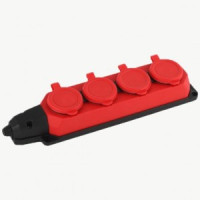AY-KA (АЙКА) колодка ОУ четверная 4гн. каучук 2P+PE 1x16A 220-240V IP44 красная (Турция)