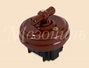 МЕЗОНИНЪ выкл. СУ повор. на 2 полож., проходн. без рамки, 10А (D70x35) коричневый фарфор GE70404-04k