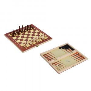 LDGames Набор игр 3 в 1 (шашки, шахматы, нарды) дерево, 29x29см, в подарочной упаковке