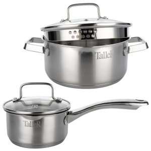 Набор посуды 4предм Practice (ковш1,1л/кастрюли 2,9л) с крышк, нерж.сталь индукция TR-17300 Taller